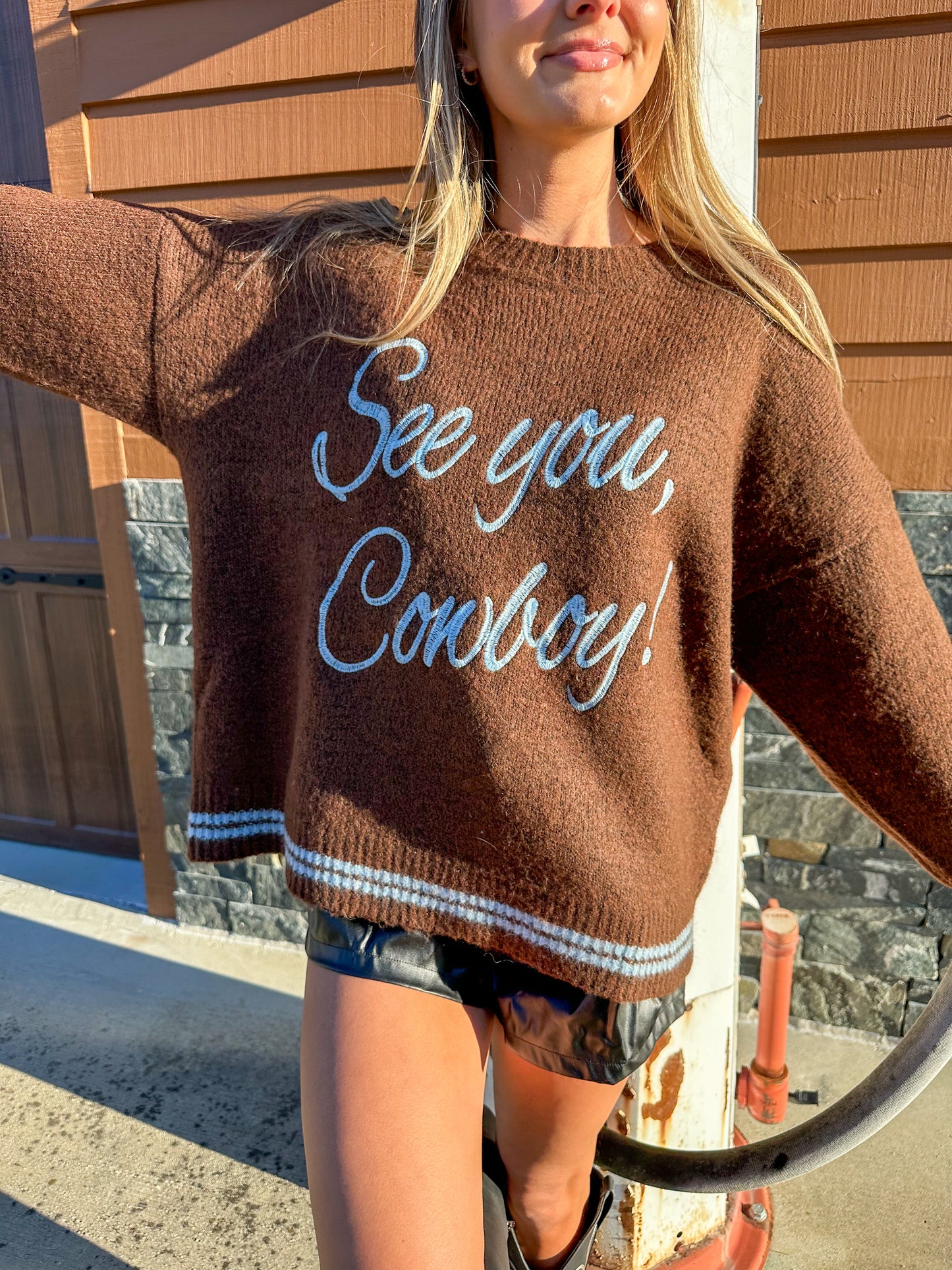 Chocolate See You Cowboy Sweater