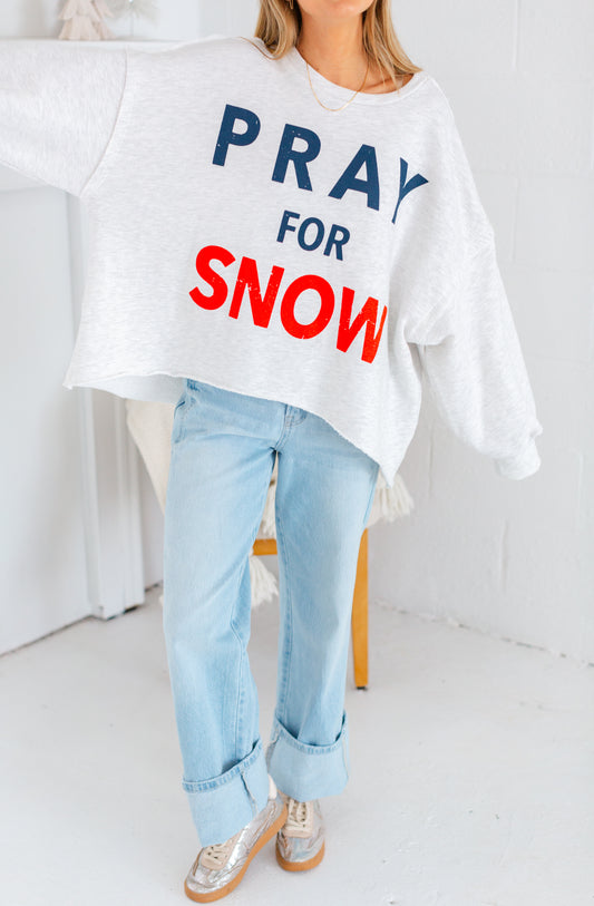 Ash Grey Pray for Snow Sweatshirt